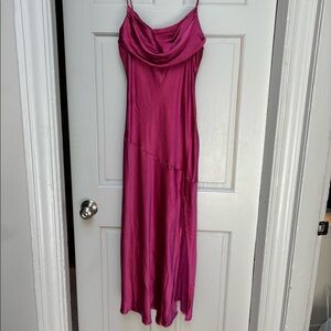 Satin fuschia maxi dress
